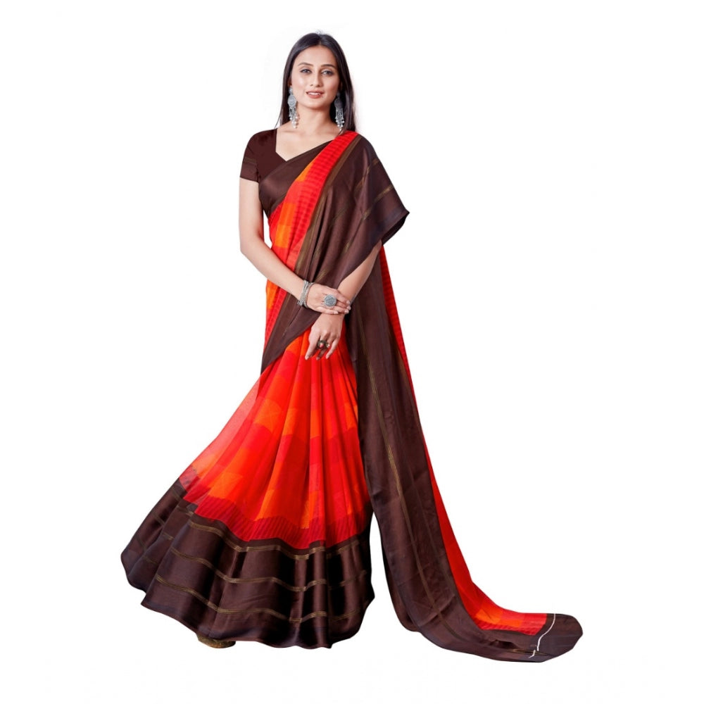 Sattin Patta Printed Saree With Unstitched Blouse