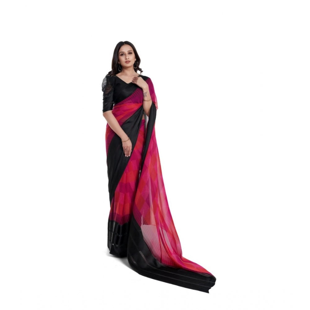 Sattin Patta Printed Saree With Unstitched Blouse