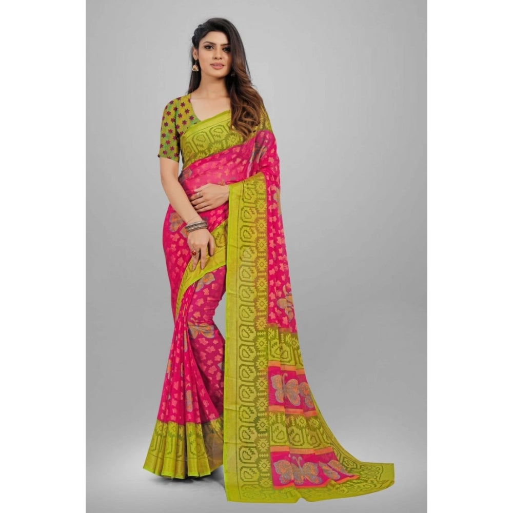 Viscose Rayon Printed Saree With Unstitched Blouse