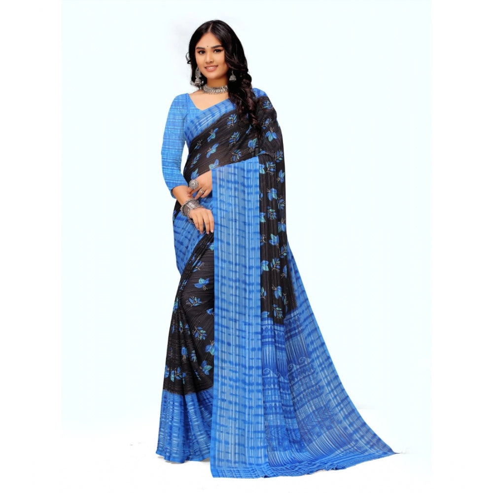 Georgette Printed Saree With Unstitched Blouse