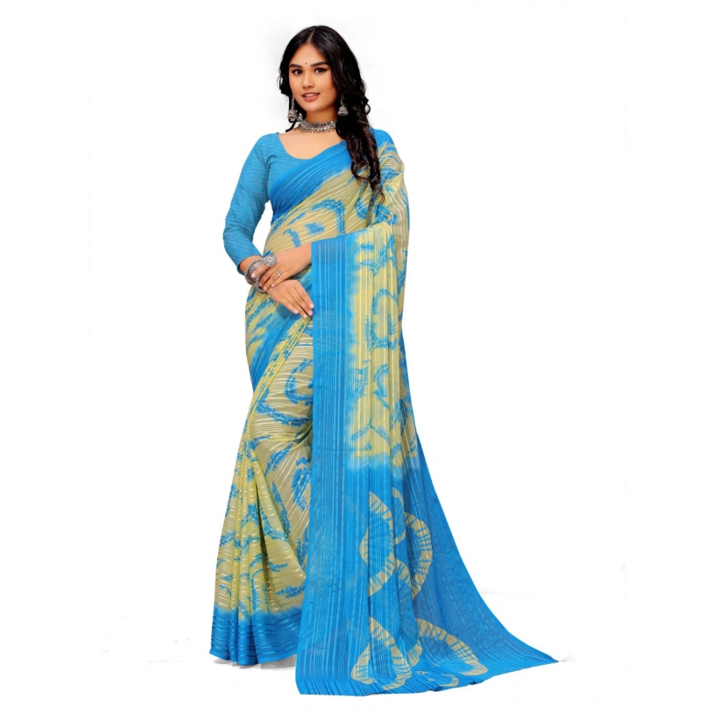 Georgette Printed Saree With Unstitched Blouse