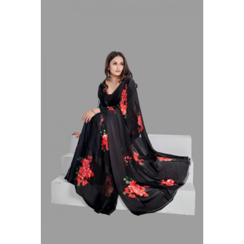 Sattin Patta Printed Saree With Unstitched Blouse