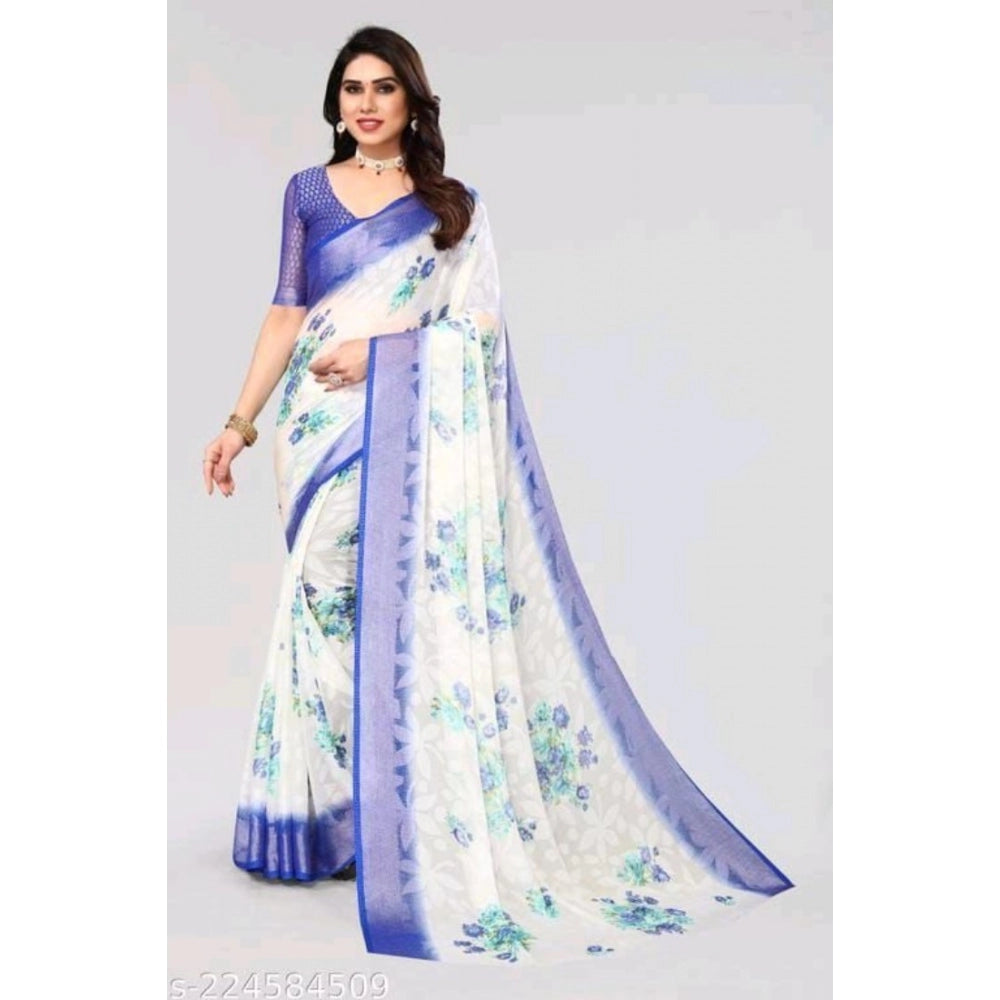 Viscose Rayon Printed Saree With Unstitched Blouse