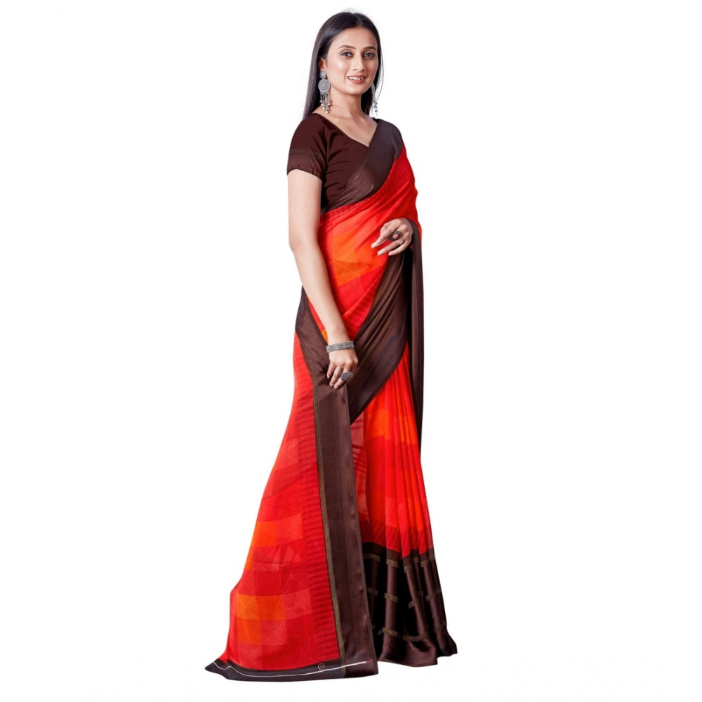 Sattin Patta Printed Saree With Unstitched Blouse