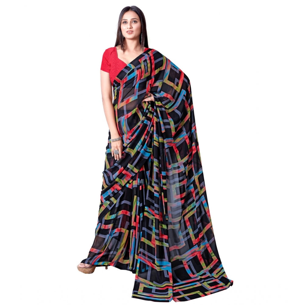 Georgette Printed Saree With Unstitched Blouse