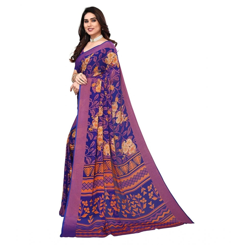 Viscose Rayon Printed Saree With Unstitched Blouse