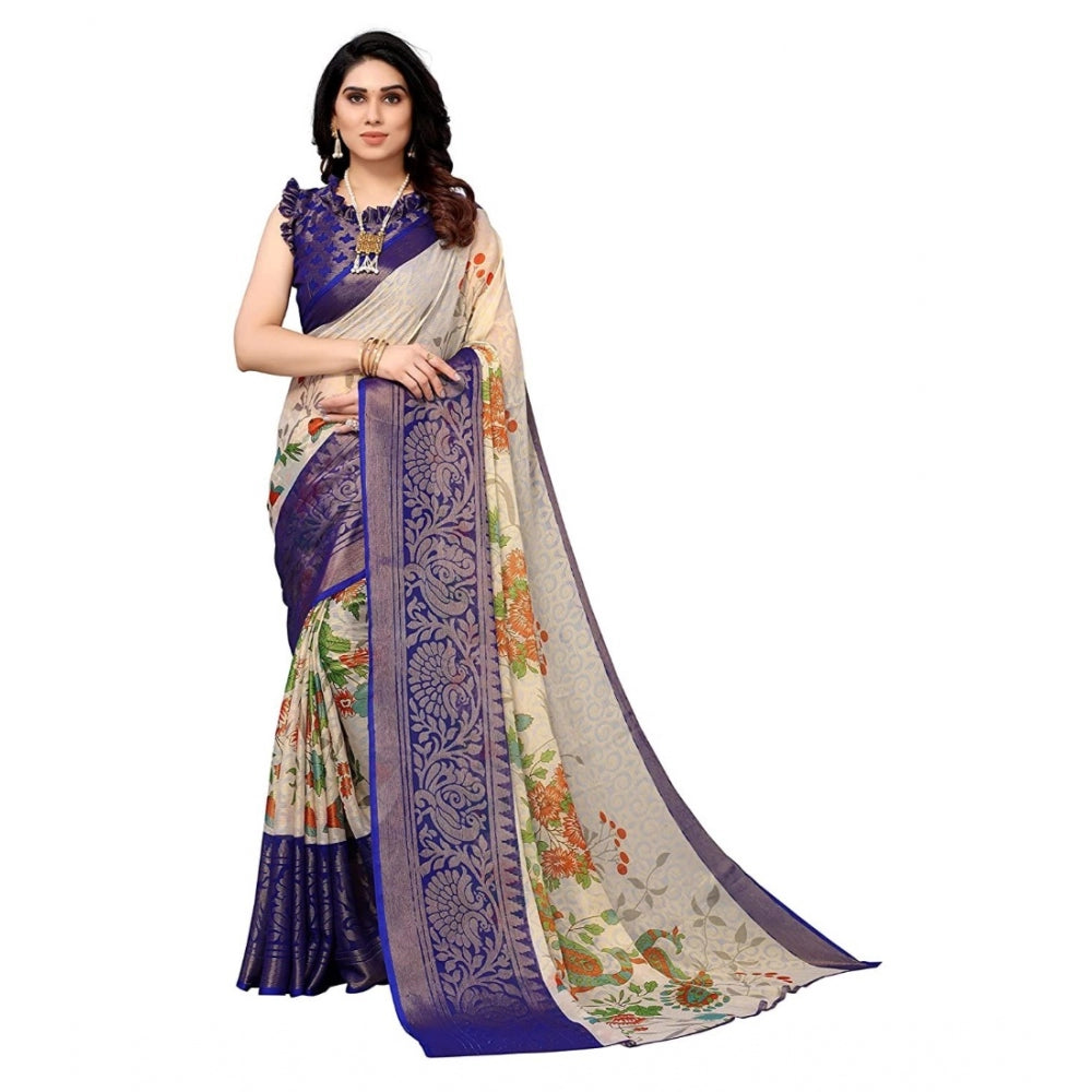 Viscose Rayon Printed Saree With Unstitched Blouse