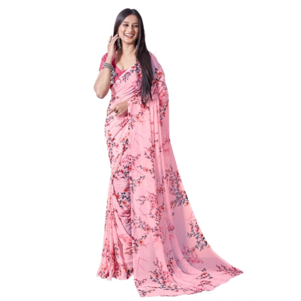 Georgette Printed Saree With Unstitched Blouse