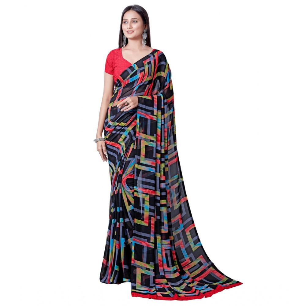 Georgette Printed Saree With Unstitched Blouse