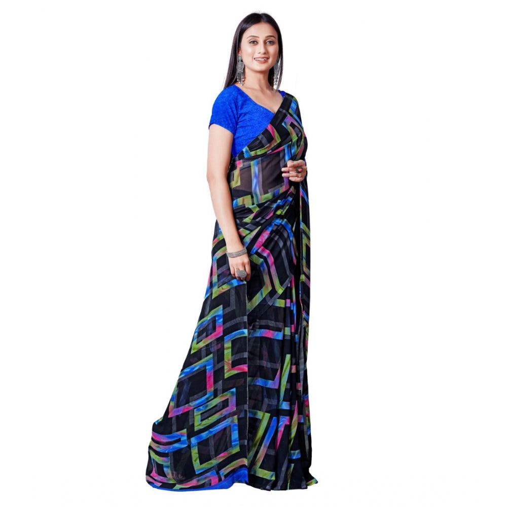 Georgette Printed Saree With Unstitched Blouse