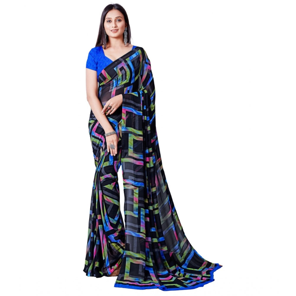 Georgette Printed Saree With Unstitched Blouse