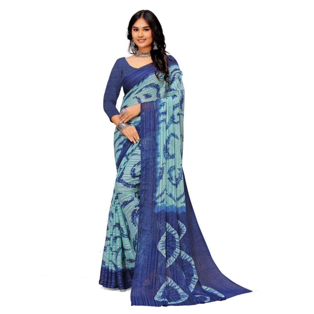 Georgette Printed Saree With Unstitched Blouse