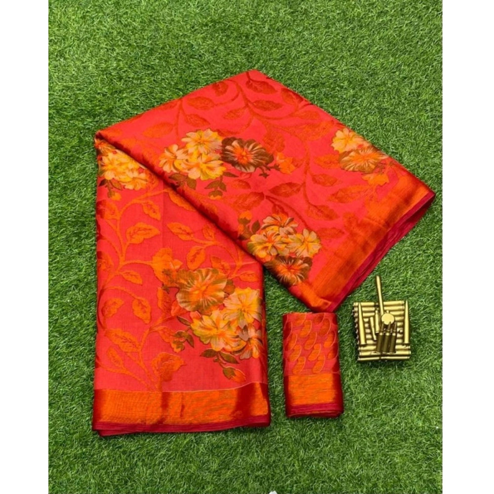 Viscose Rayon Printed Saree With Unstitched Blouse