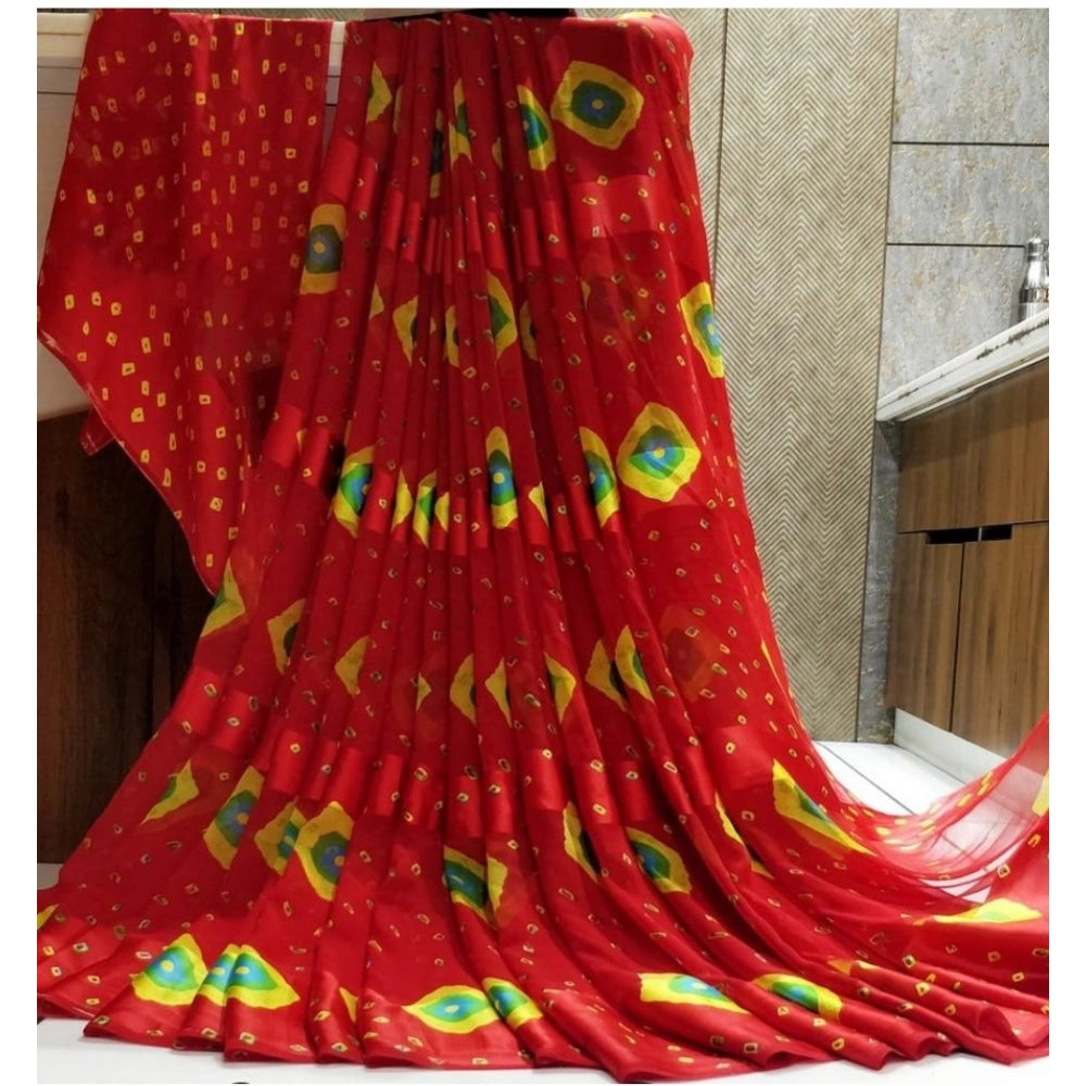 Sattin Patta Printed Saree With Unstitched Blouse