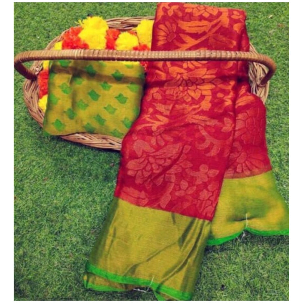 Viscose Rayon Printed Saree With Unstitched Blouse