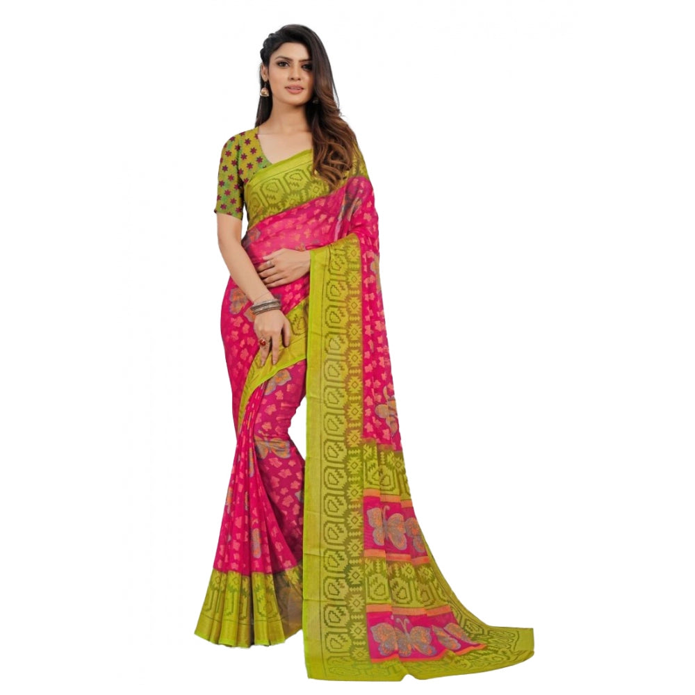 Viscose Rayon Printed Saree With Unstitched Blouse