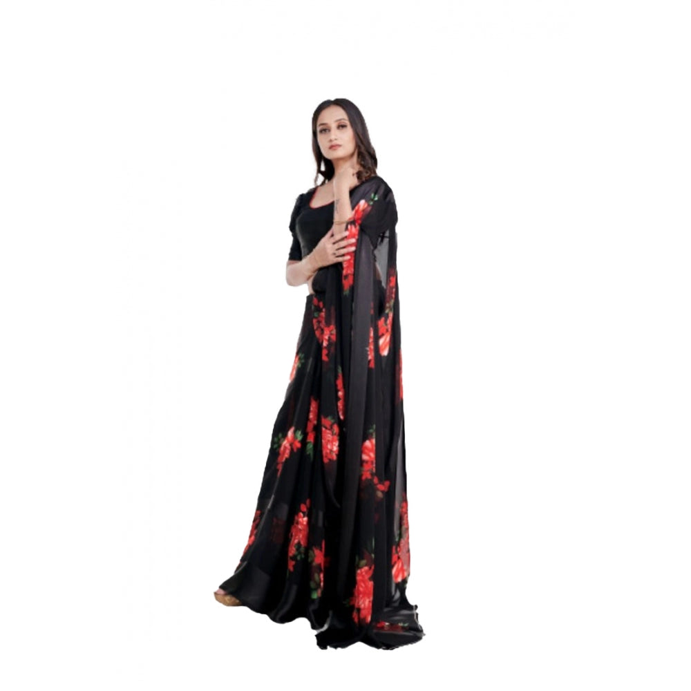 Sattin Patta Printed Saree With Unstitched Blouse