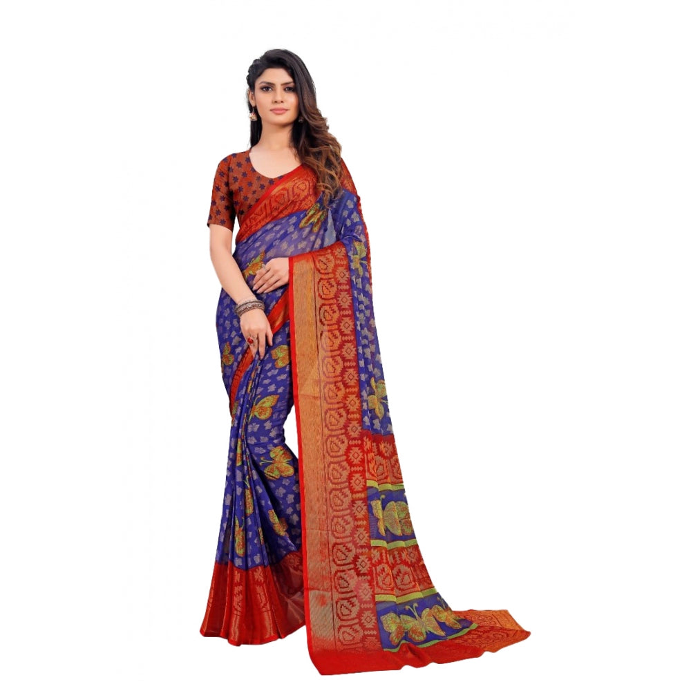 Viscose Rayon Printed Saree With Unstitched Blouse