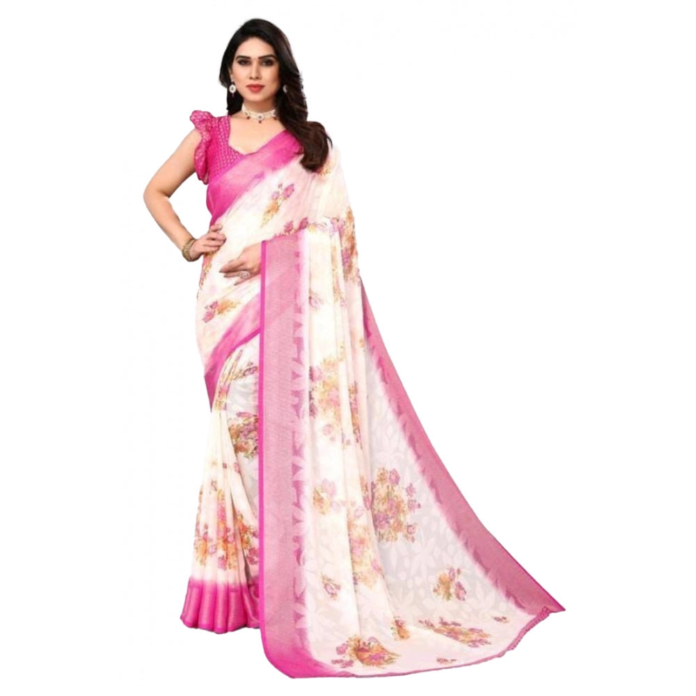 Viscose Rayon Printed Saree With Unstitched Blouse