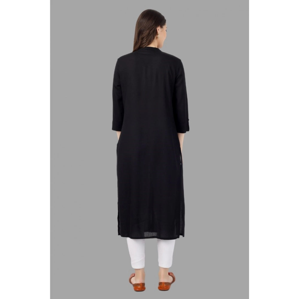 Solid Calf Length Rayon Kurti