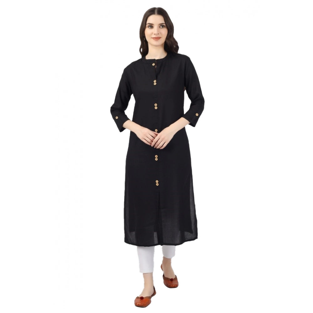 Solid Calf Length Rayon Kurti