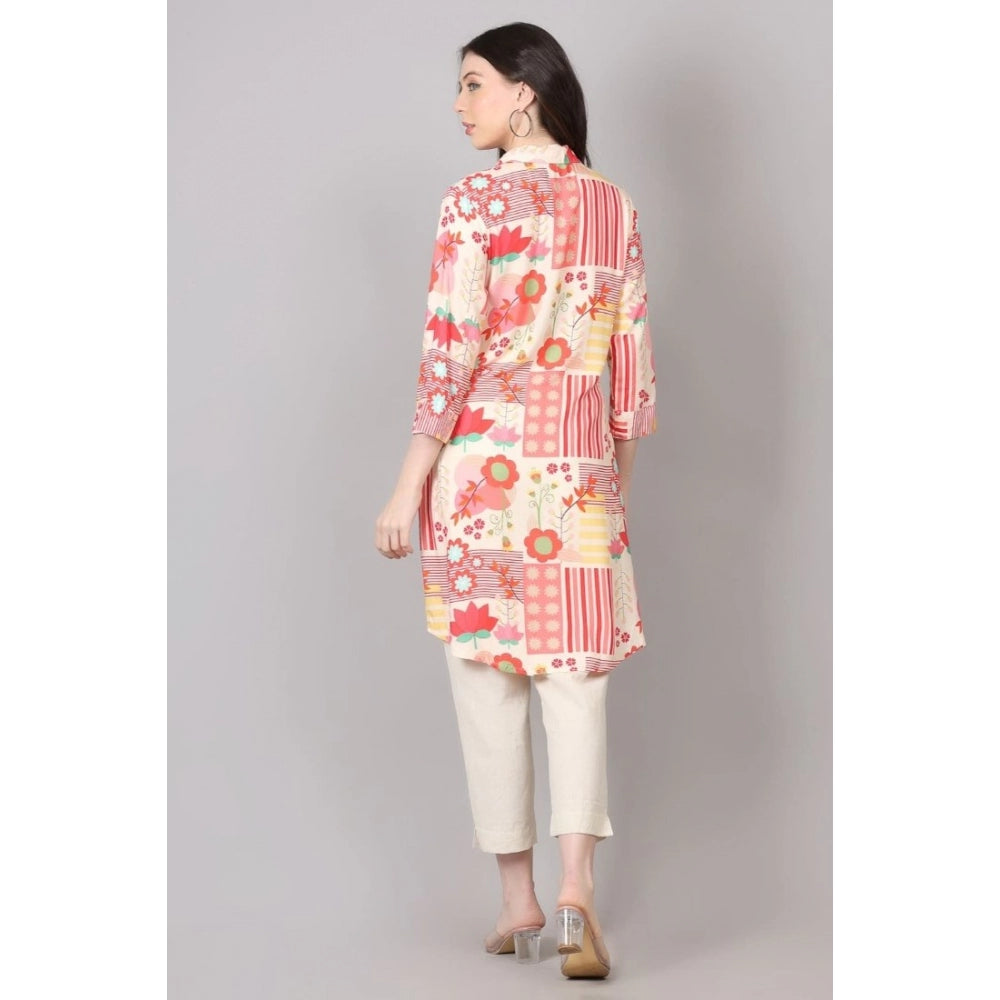 Casual 3/4 Sleeve Viscose Rayon Printed Kurti