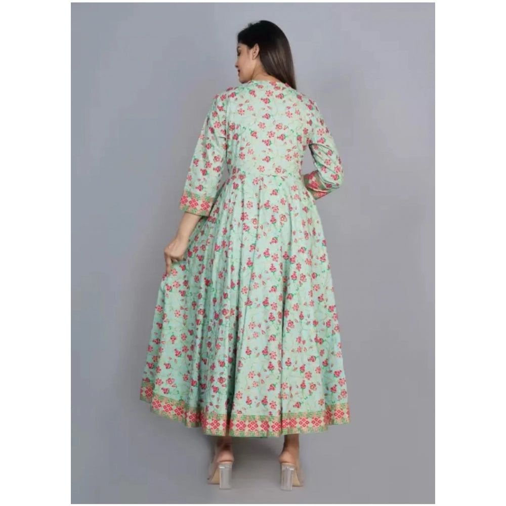 Casual 3/4 Sleeve Printed Rayon Anarkali Gown