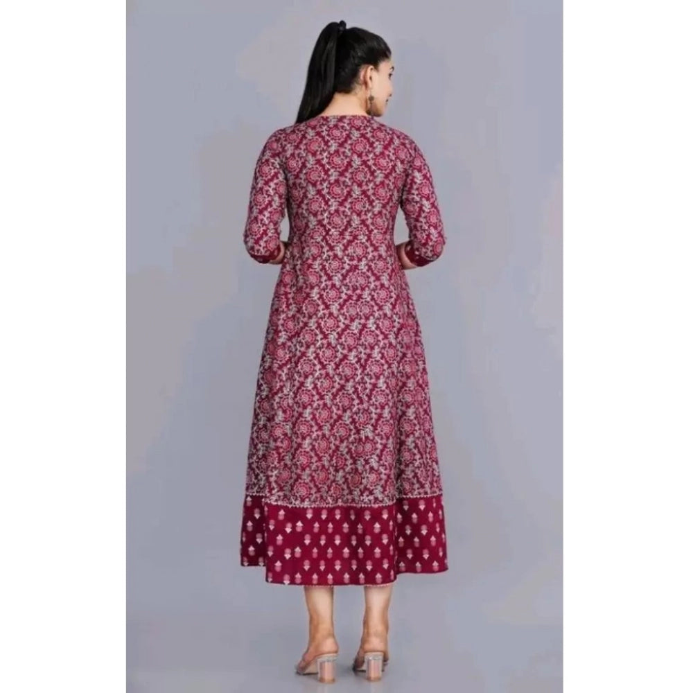 Casual 3/4 Sleeve Printed Rayon Anarkali Gown