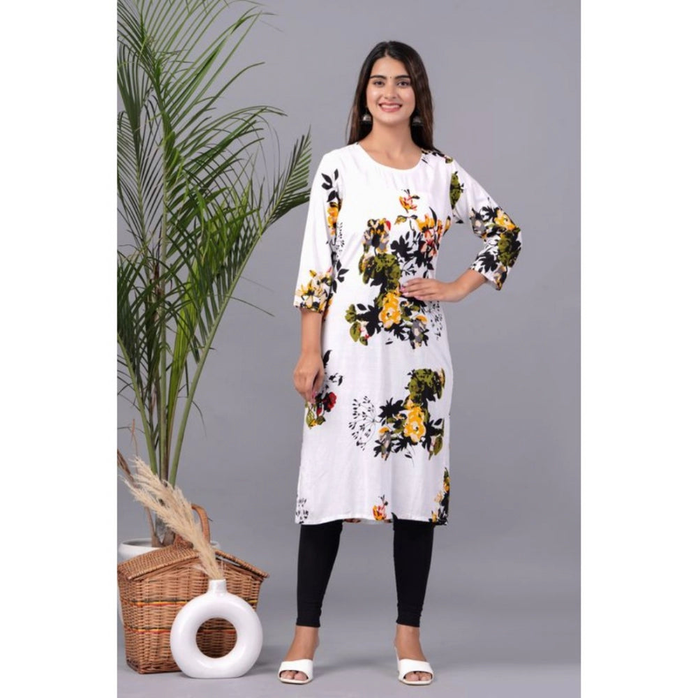 Casual 3/4 Sleeve Printed Rayon Kurti