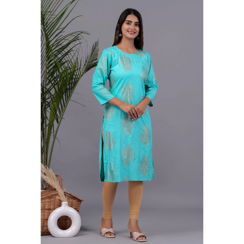 Casual 3/4 Sleeve Printed Rayon Kurti