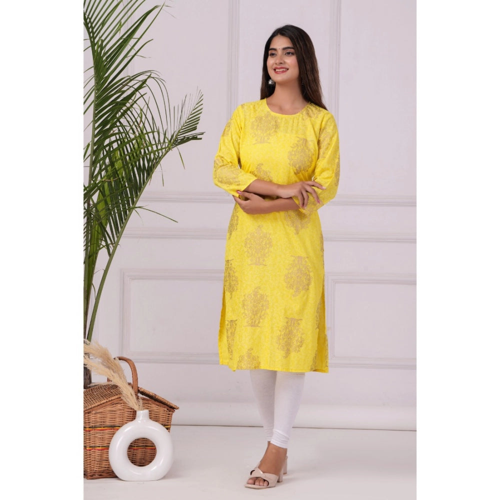 Casual 3/4 Sleeve Printed Rayon Kurti