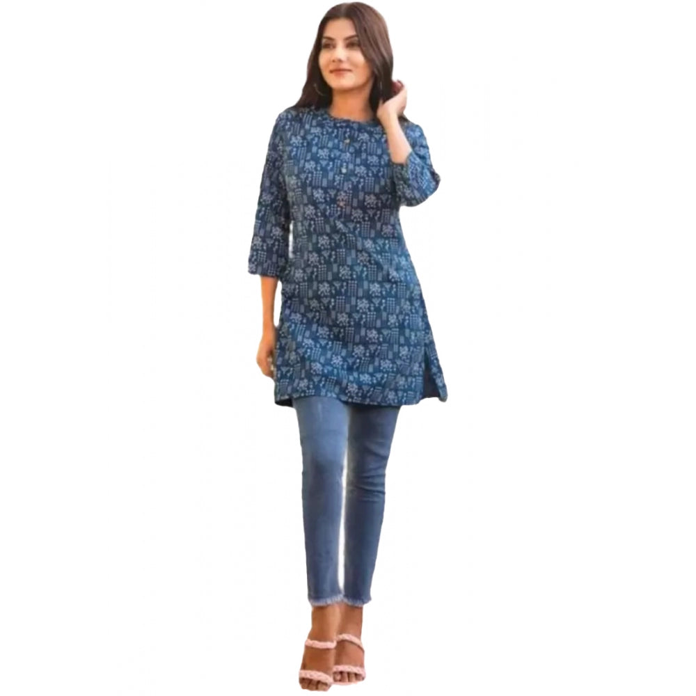 Casual 3/4 Sleeve Printed Rayon Top