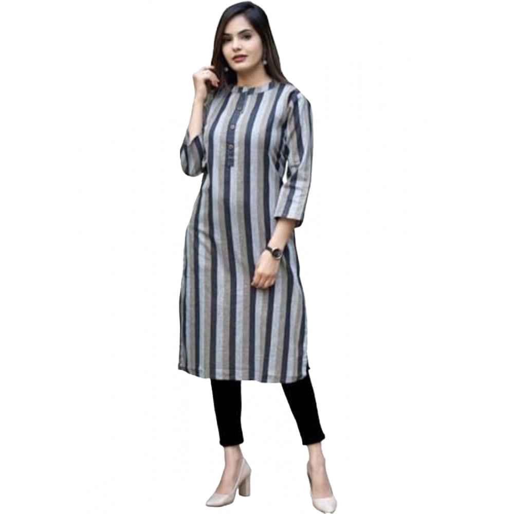 Casual 3/4 Sleeve Strip Rayon Kurti