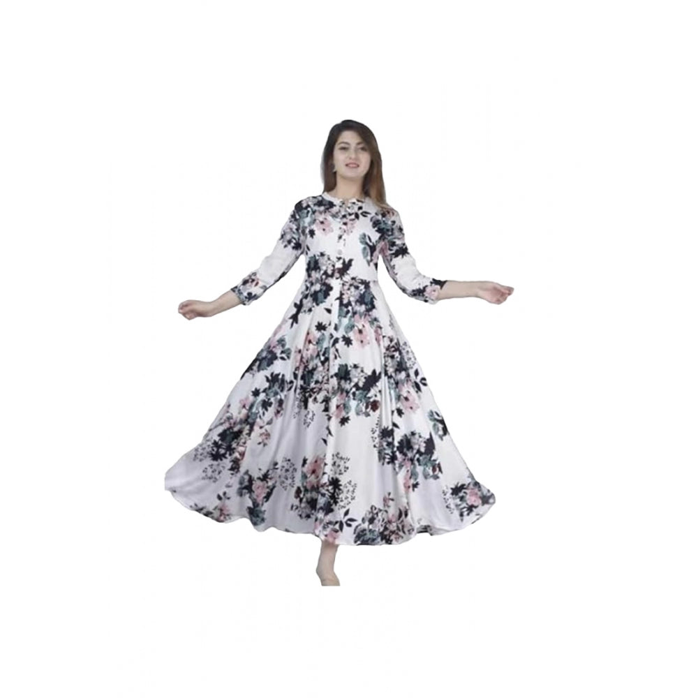 Casual 3/4 Sleeve Printed Rayon Anarkali Gown