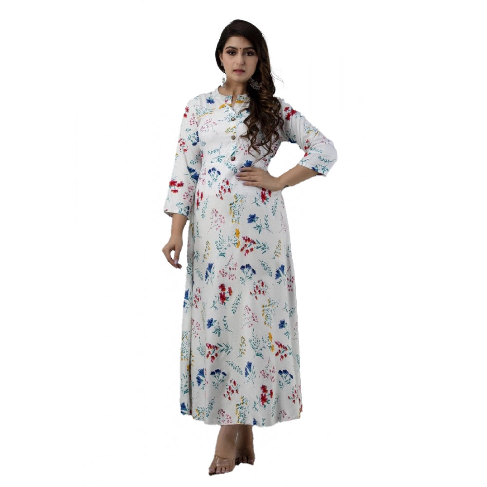 Casual 3/4 Sleeve Printed Rayon Anarkali Gown