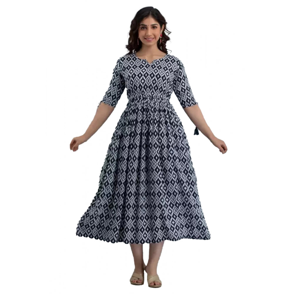 Casual 3/4 Sleeve Printed Rayon Anarkali Gown