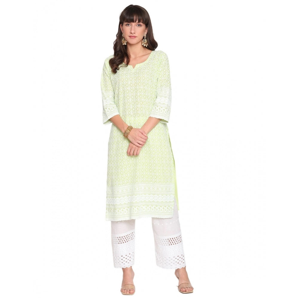 Casual 3/4th Sleeve Embroidered Cotton Kurti