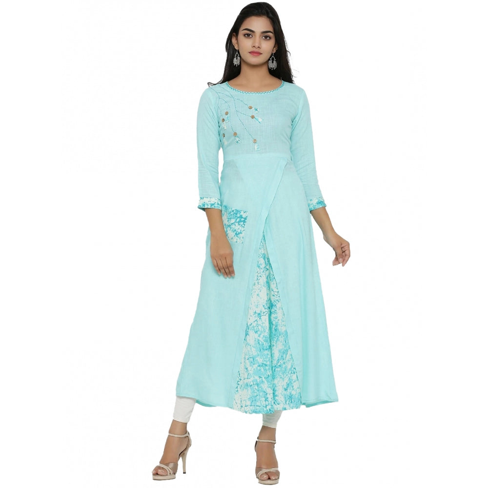 Casual 3/4 th Sleeve Embroidery Rayon Kurti