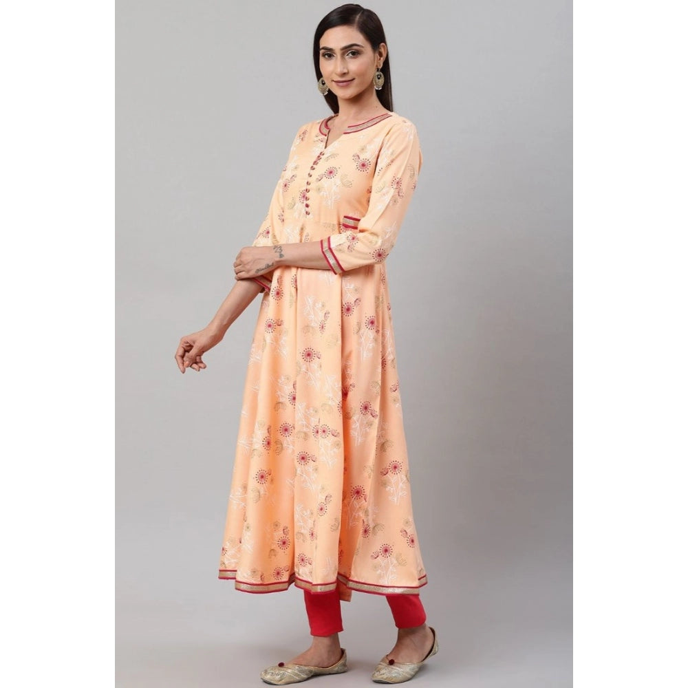 Casual 3/4 th Sleeve Floral Printed Rayon Kurti