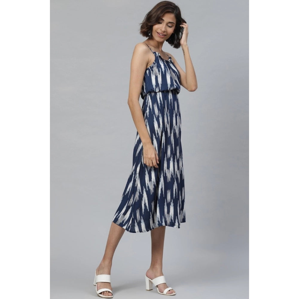 Casual Sleeveless Ikat Print Rayon Dress