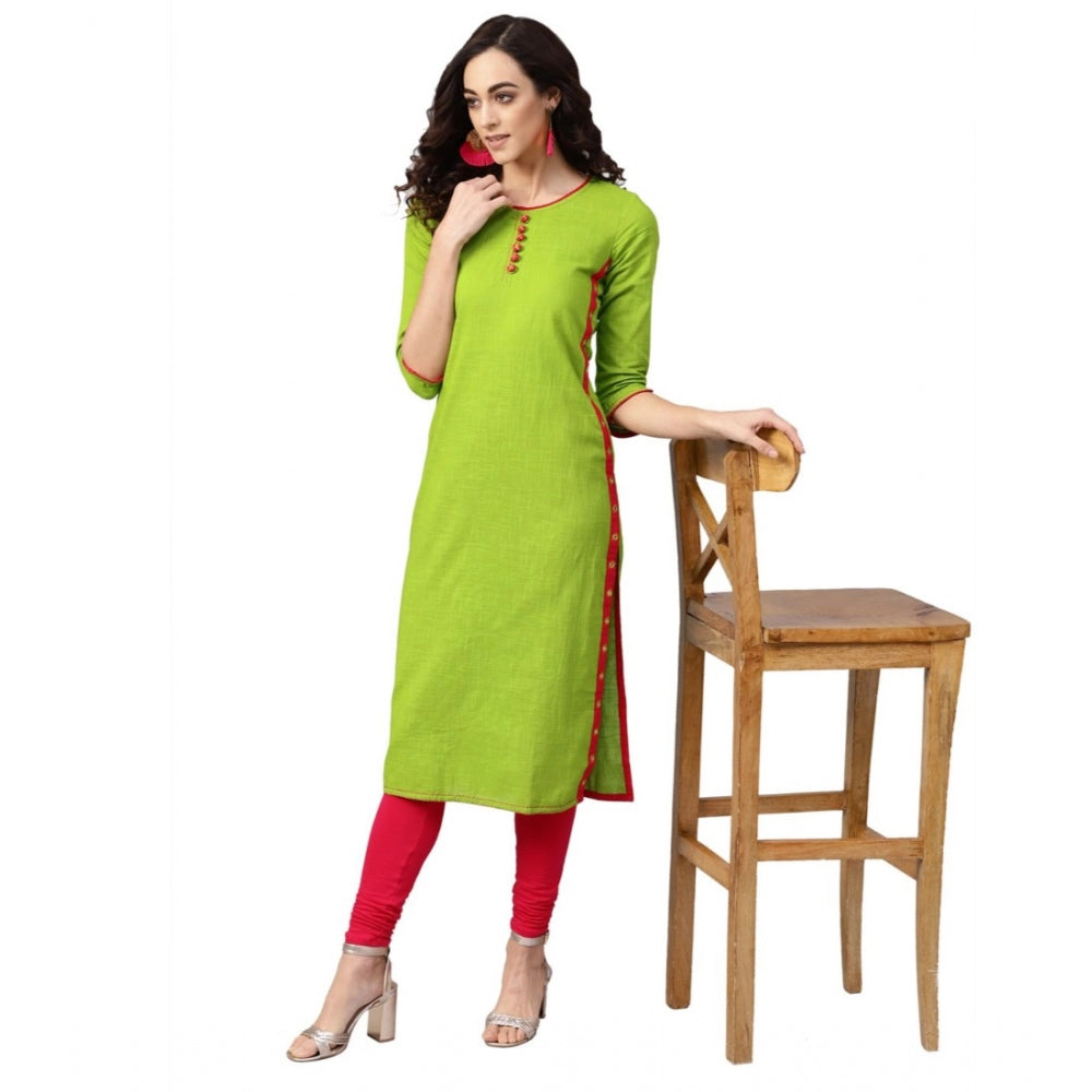 Casual 3/4 th Sleeve Mirror Work Cotton Slub Kurti