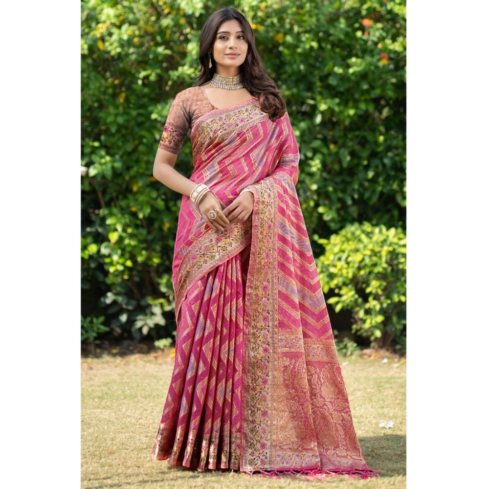   Organza Printed Saree With Unstitched Blouse