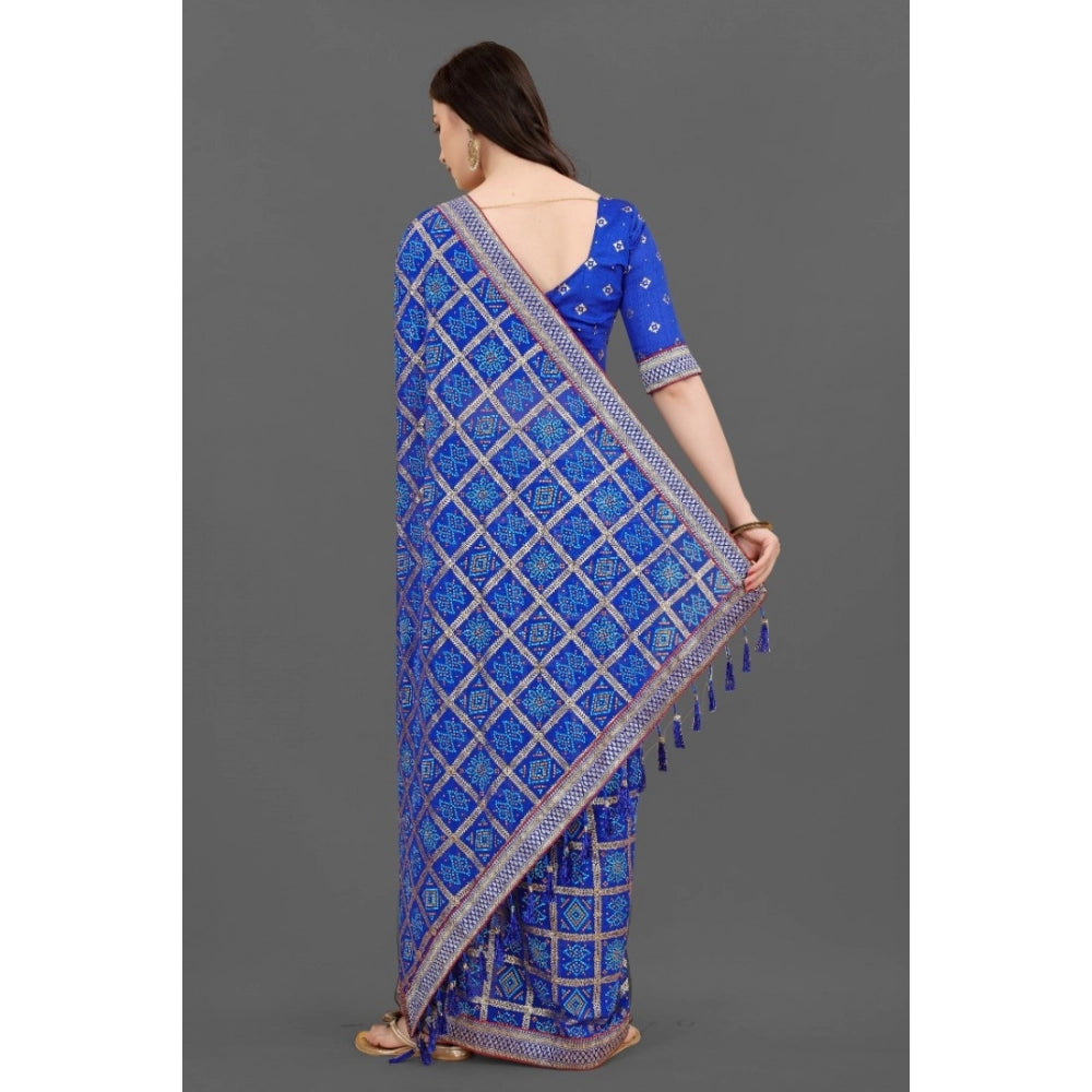   Soft Silk Printed Saree With Unstitched Blouse