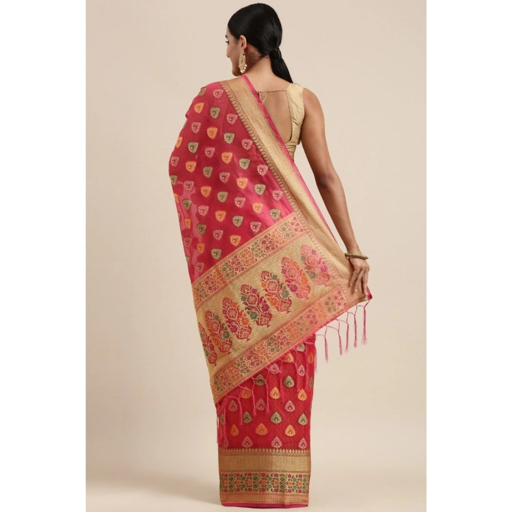   Organza Printed Saree With Unstitched Blouse