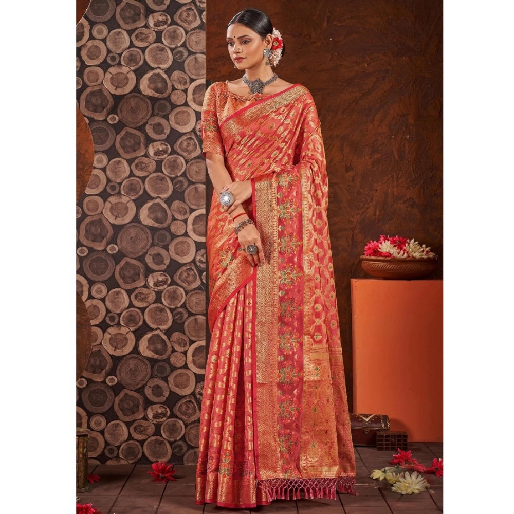   Organza Printed Saree With Unstitched Blouse