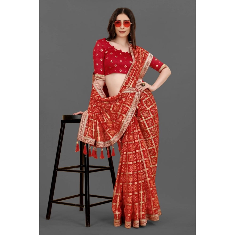   Soft Silk Printed Saree With Unstitched Blouse