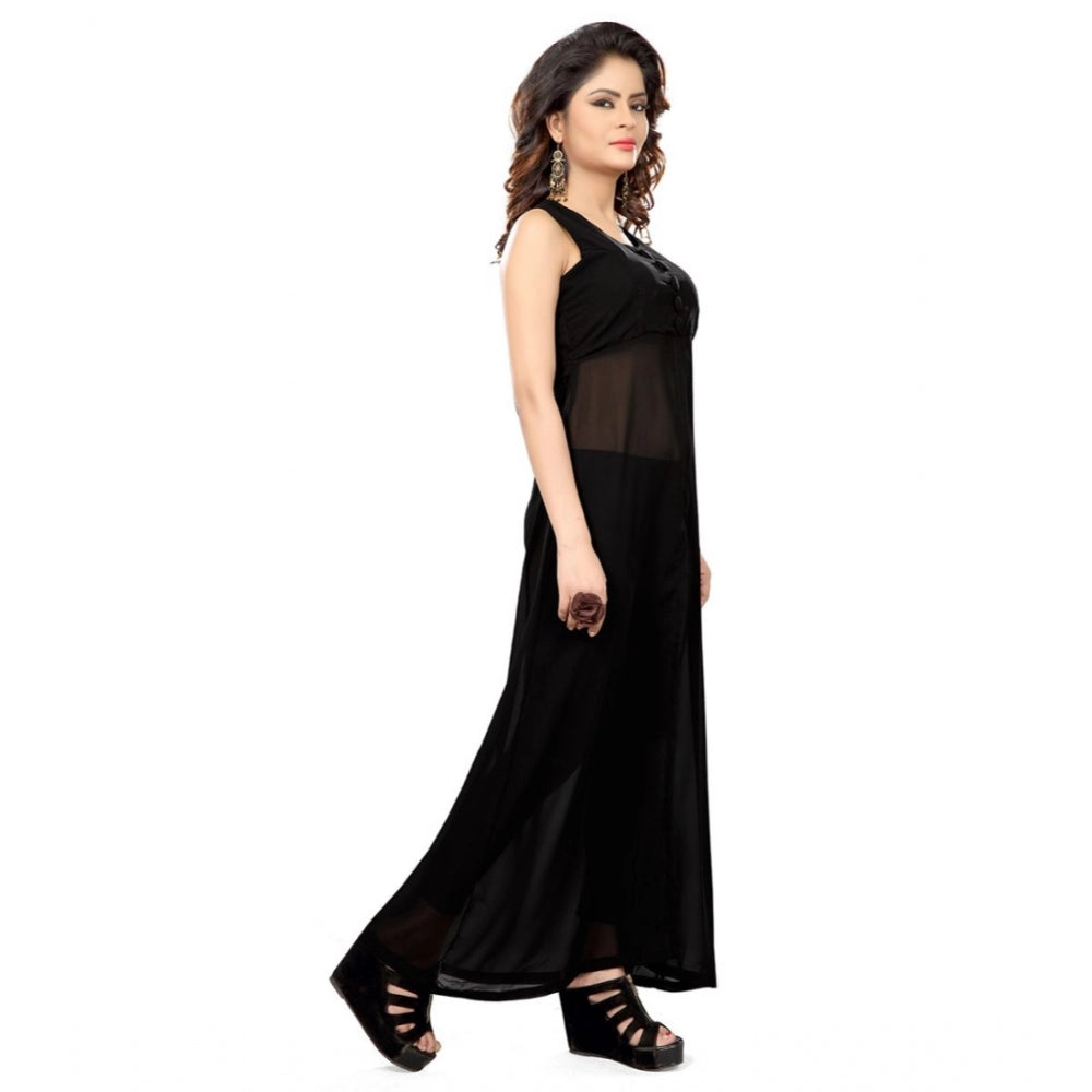 Cotton Blend Solid Sleeveless Maxi Dress