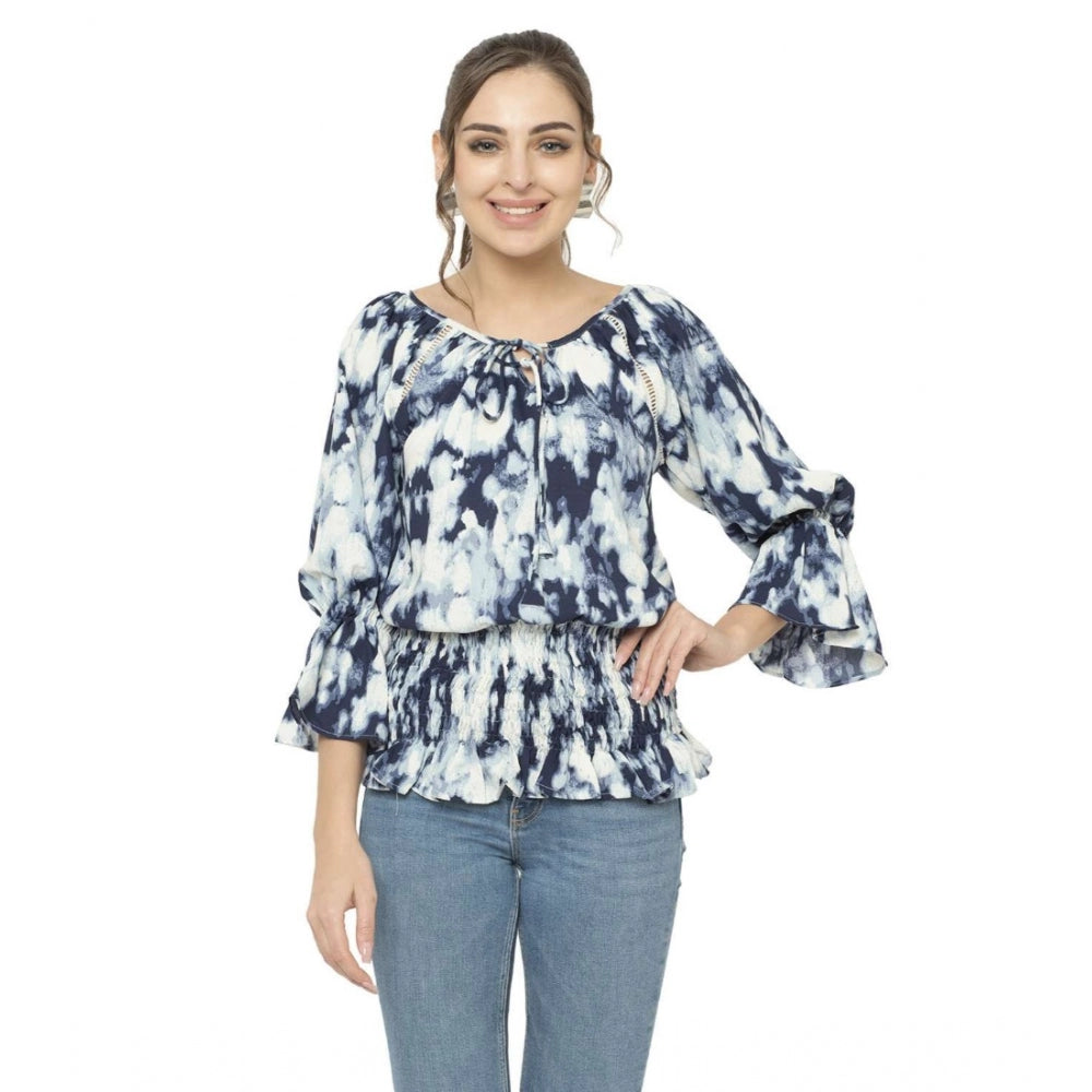 Cotton Blend Solid 3-4 Sleeve Top