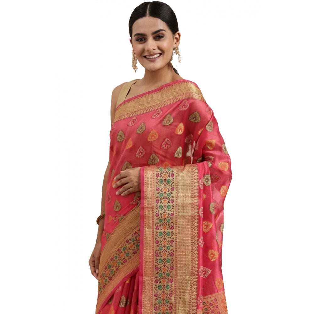   Organza Printed Saree With Unstitched Blouse