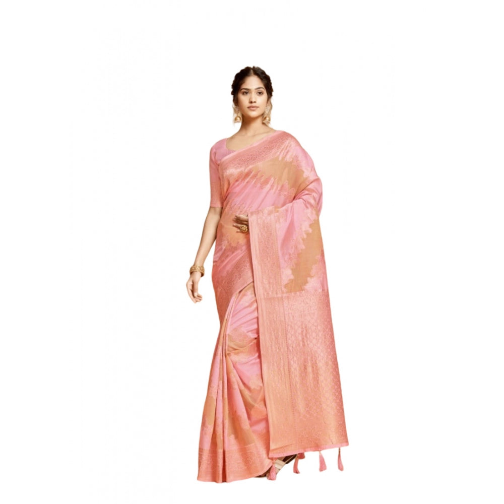   Linen Printed Saree With Unstitched Blouse